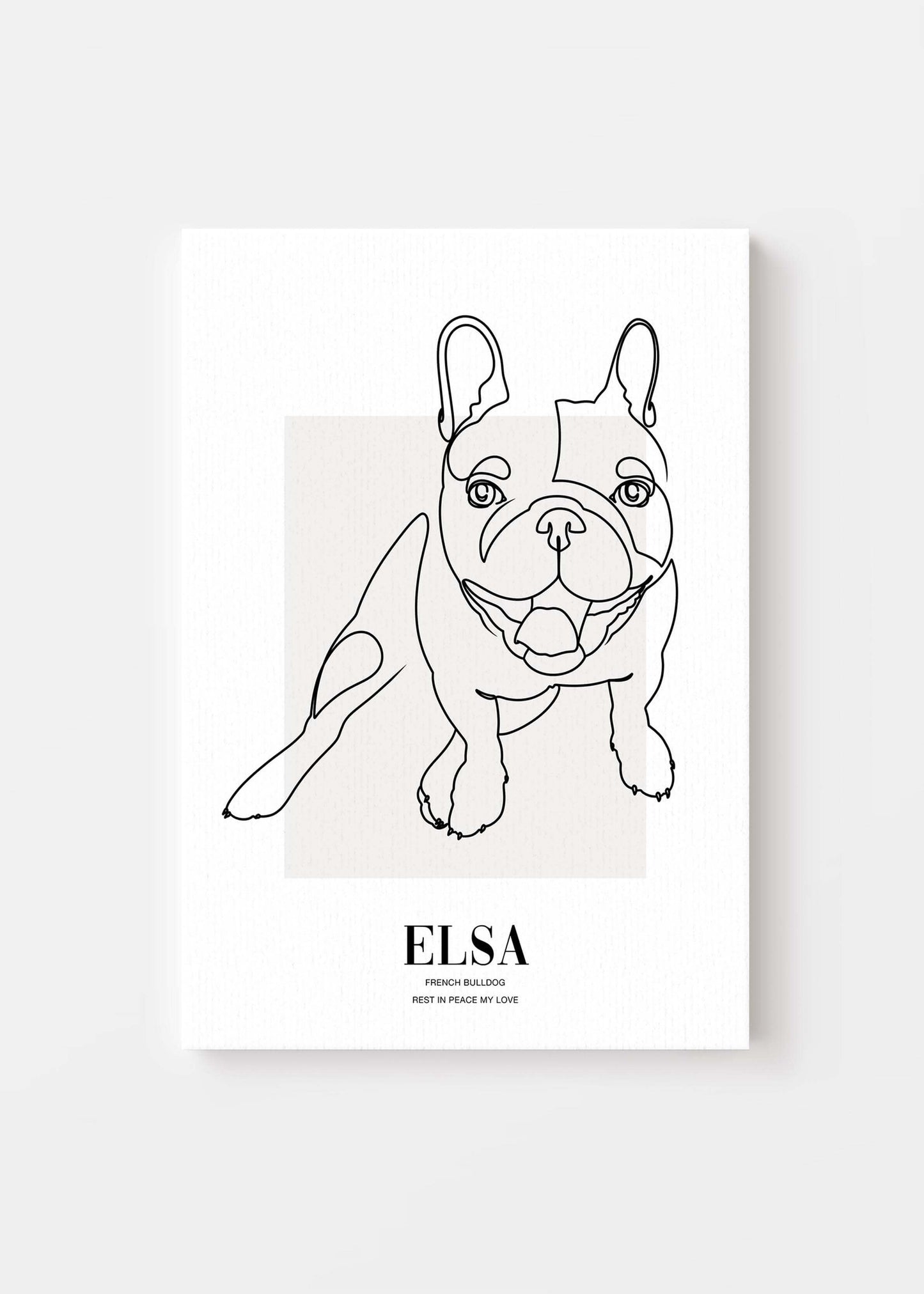 dog memorial line drawn pet art on canvas.