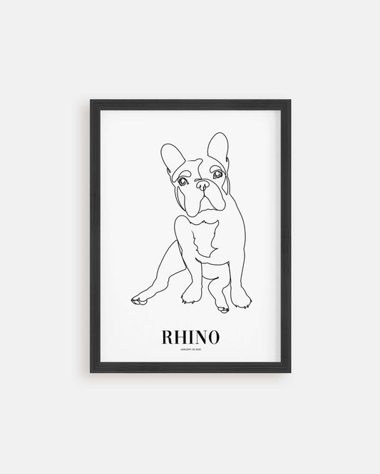 custom dog drawing line art in living room by vogue paws who specialize in personalized pet portraits for the home and gift ideas like pet memorial tribute art or dog mom and dog dad pet parent gift ideas.