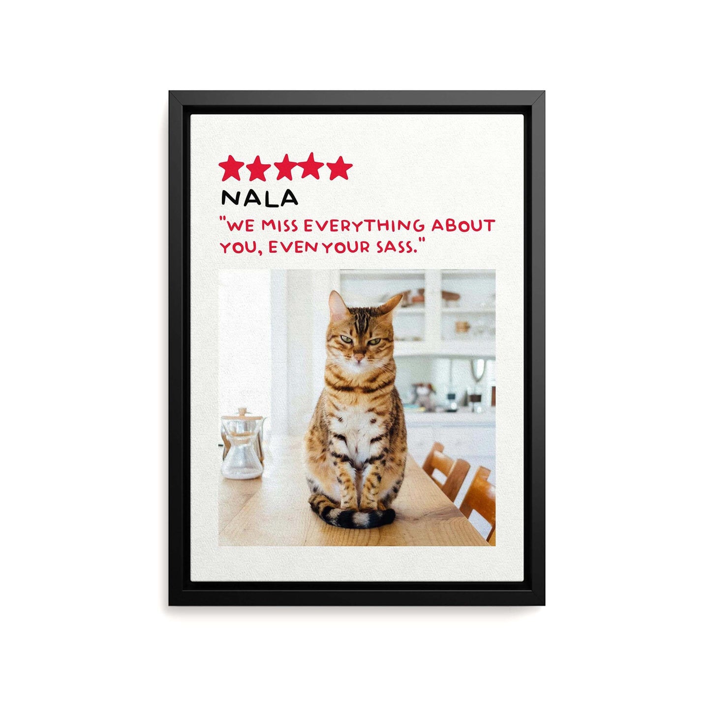 Personalized cat portrait on canvas with custom details, featuring a custom photo of a beloved feline. Ideal for custom pet portraits, this artwork serves as a beautiful cat memorial gift or personal pet art for the home. Perfect for custom pet canvas, personalized pet portrait art, and custom cat artwork.