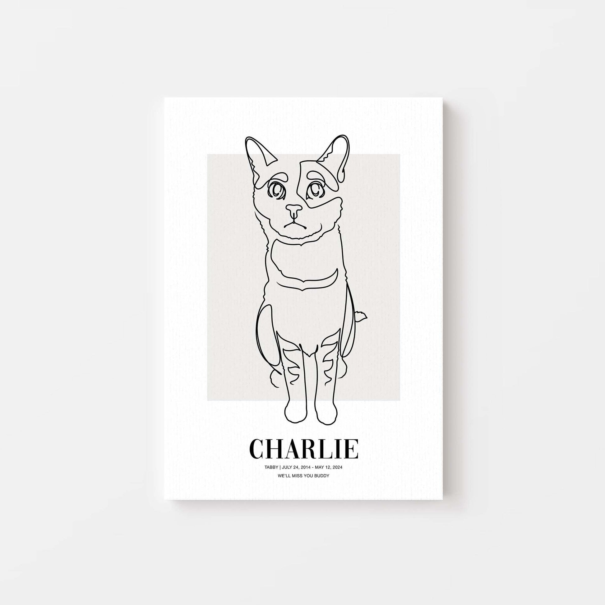 cat memorial line drawn pet art