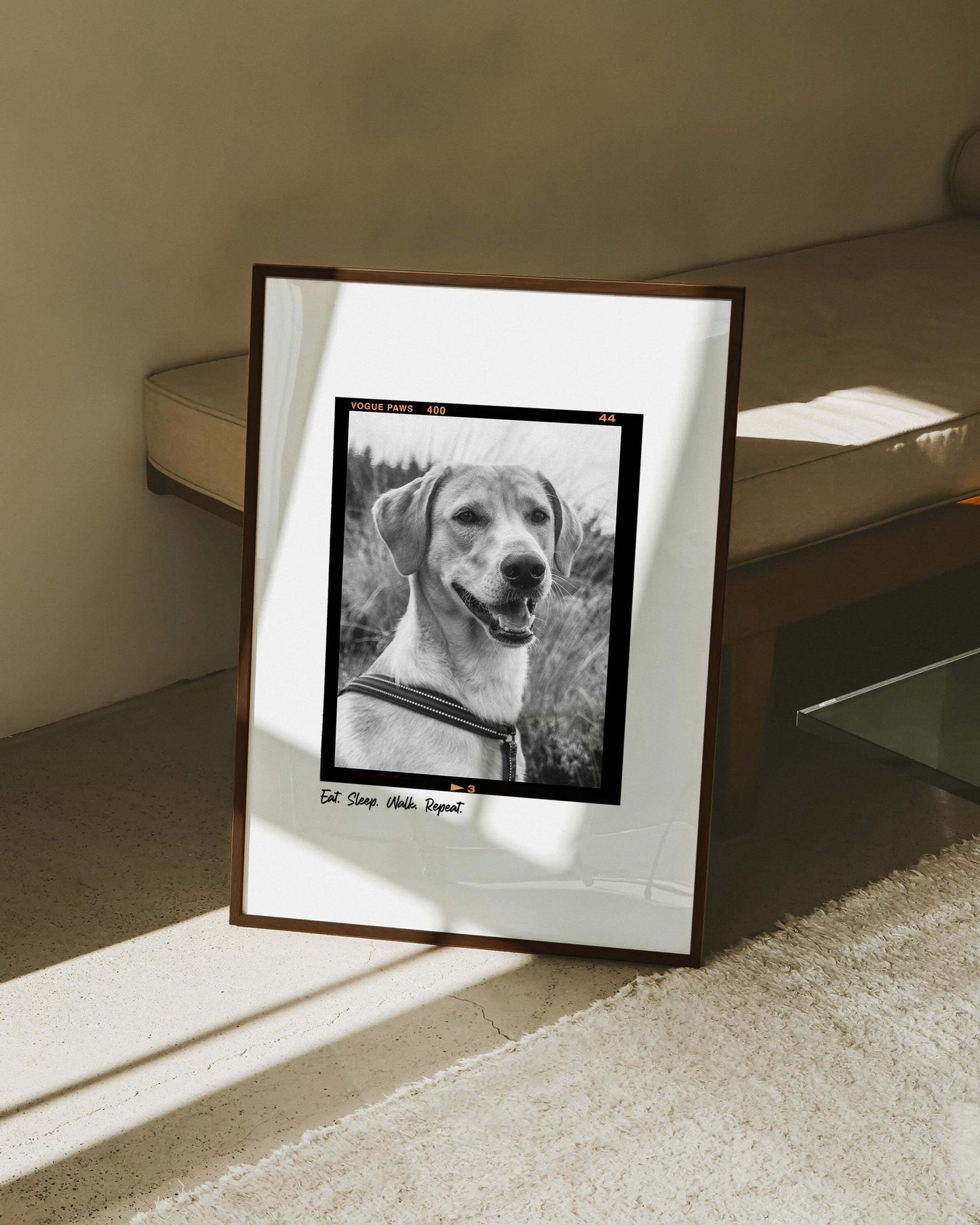 Black and white art dog photo custom fine art pet portrait in film negative vintage art style made by vogue paws creators of the best pet portrait art gifts for dog mom and dog dad pet parents and pet lovers or sympathy gift pet memorial ideas