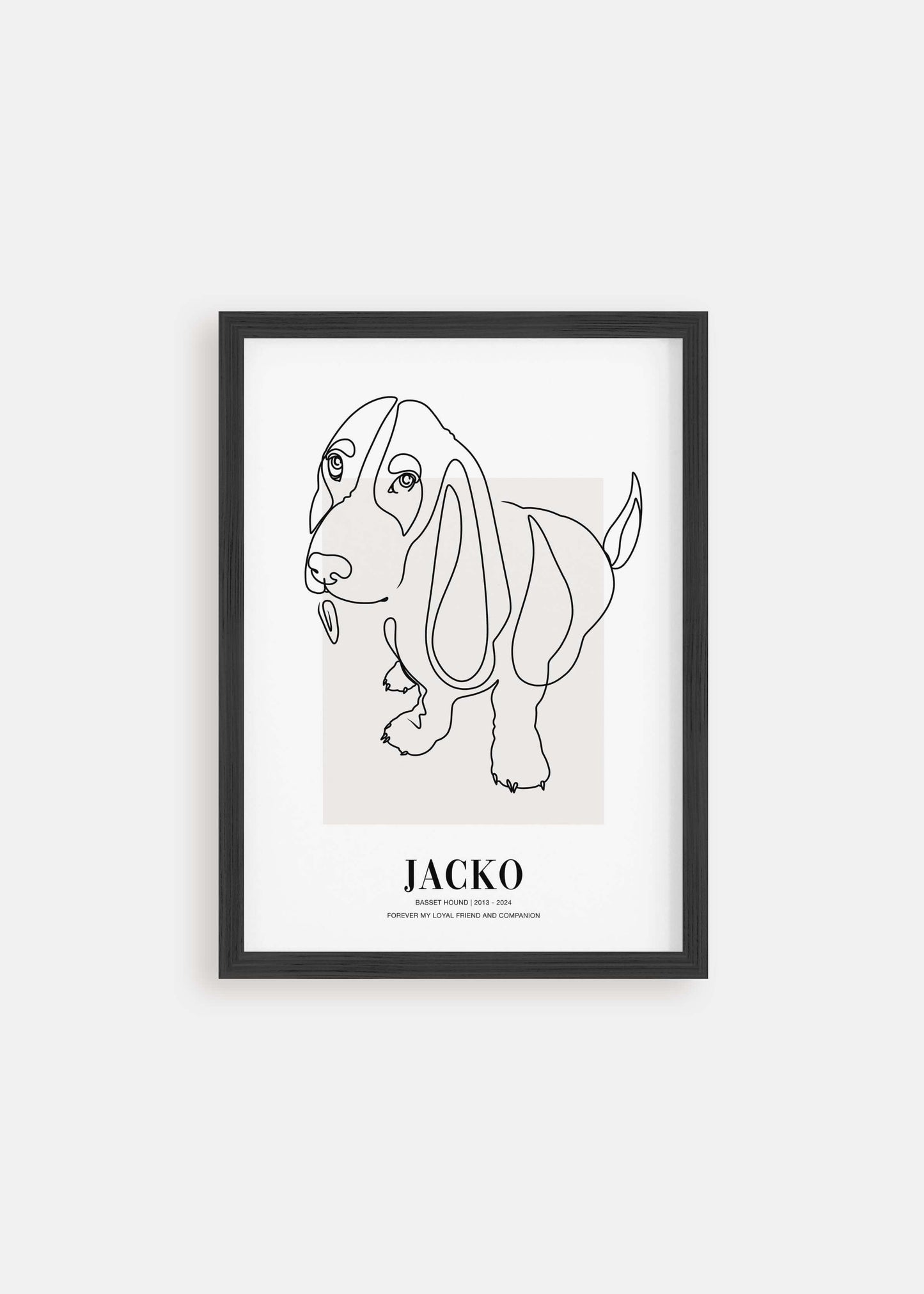 dog memorial pet art line drawing in black frame