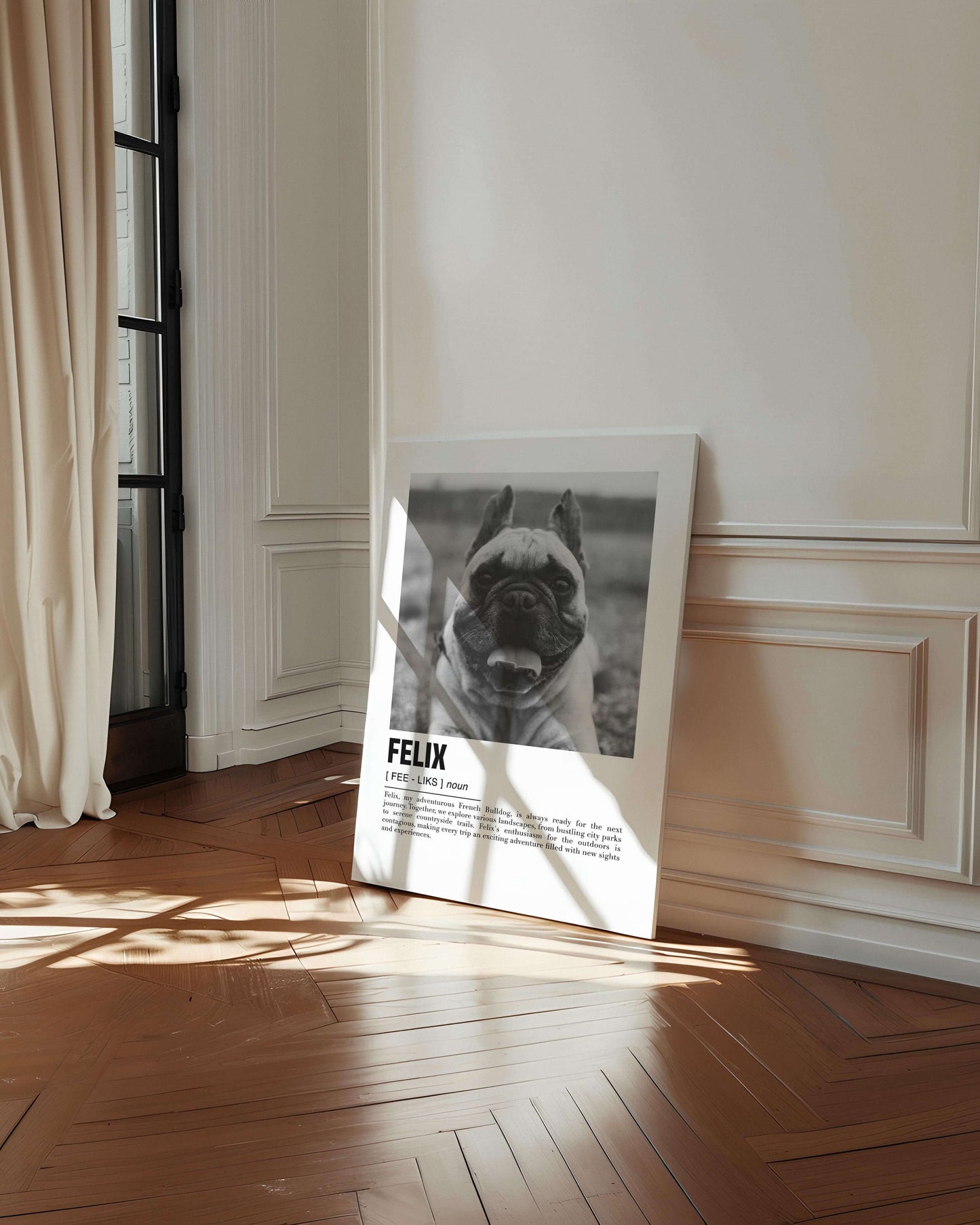 photo of french bulldog printed in black and white art on canvas for the perfect gift idea for a dog mom or dog dad pet parents