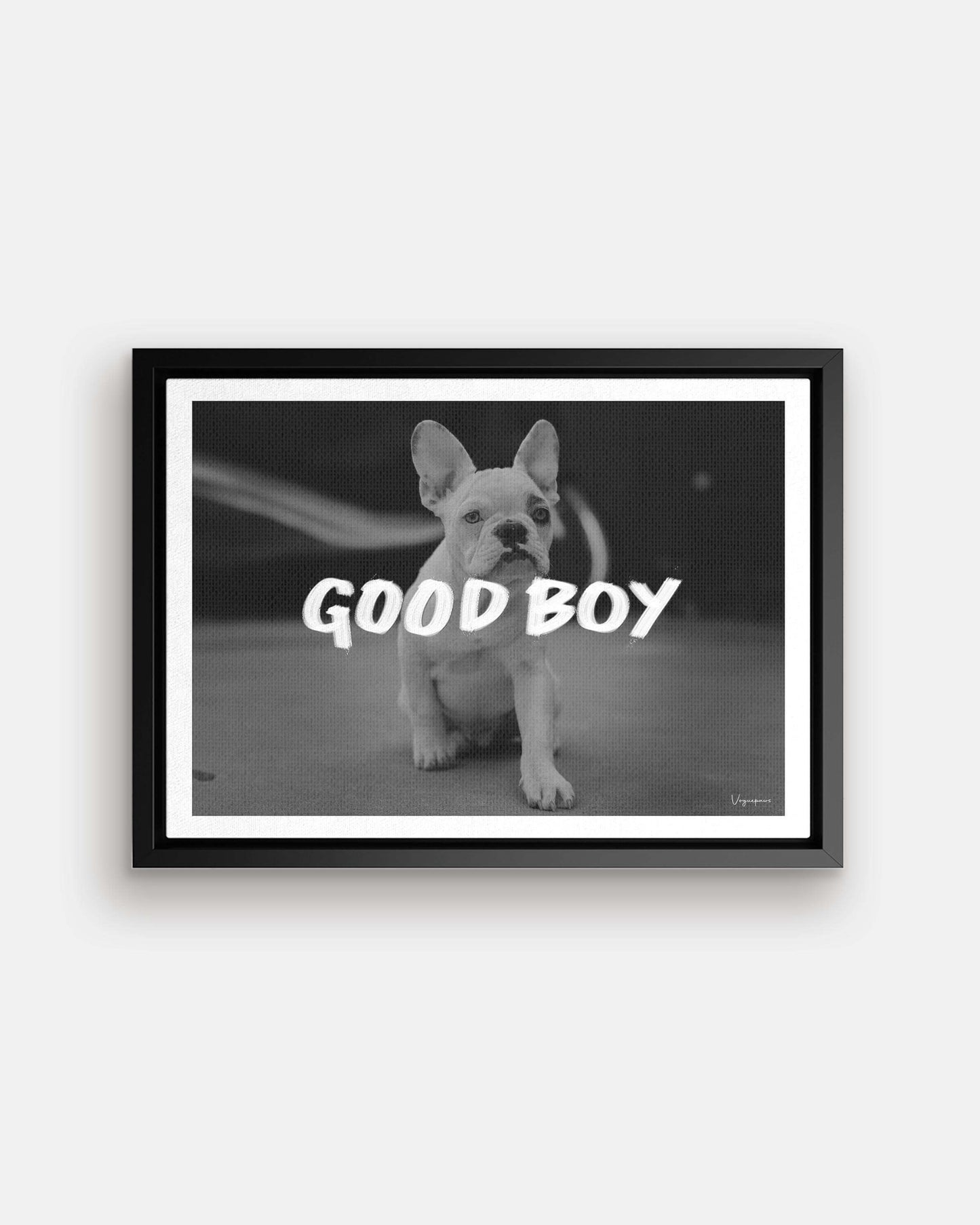 custom black and white pet photo art canvas print, christmas or birthday gift for dog mom or dog dad pet parents, french bulldog, golden retriever, personalized dog print gift ideas, pet memorial ideas.