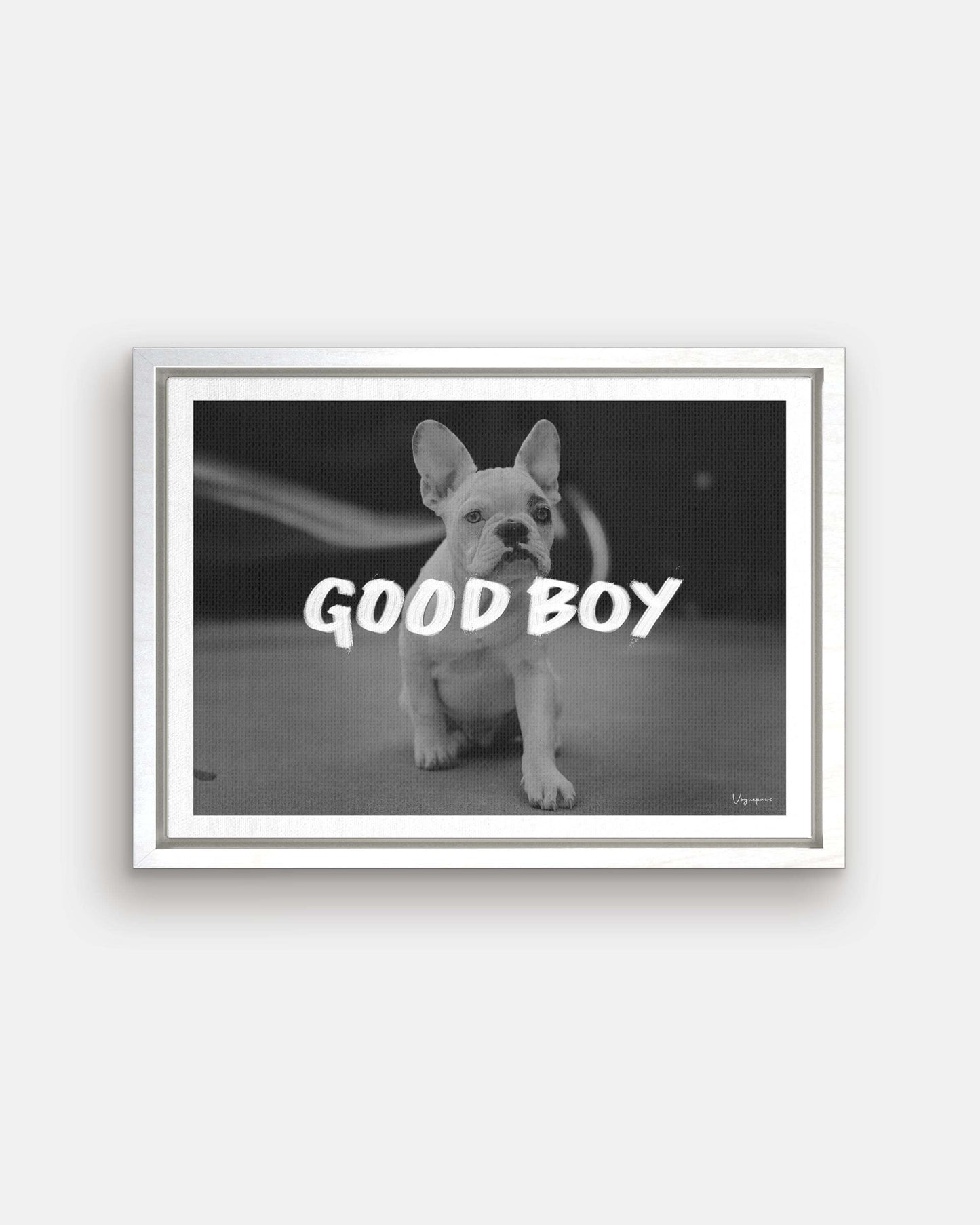 custom black and white pet photo art canvas print, christmas or birthday gift for dog mom or dog dad pet parents, french bulldog, golden retriever, personalized dog print gift ideas, pet memorial ideas.
