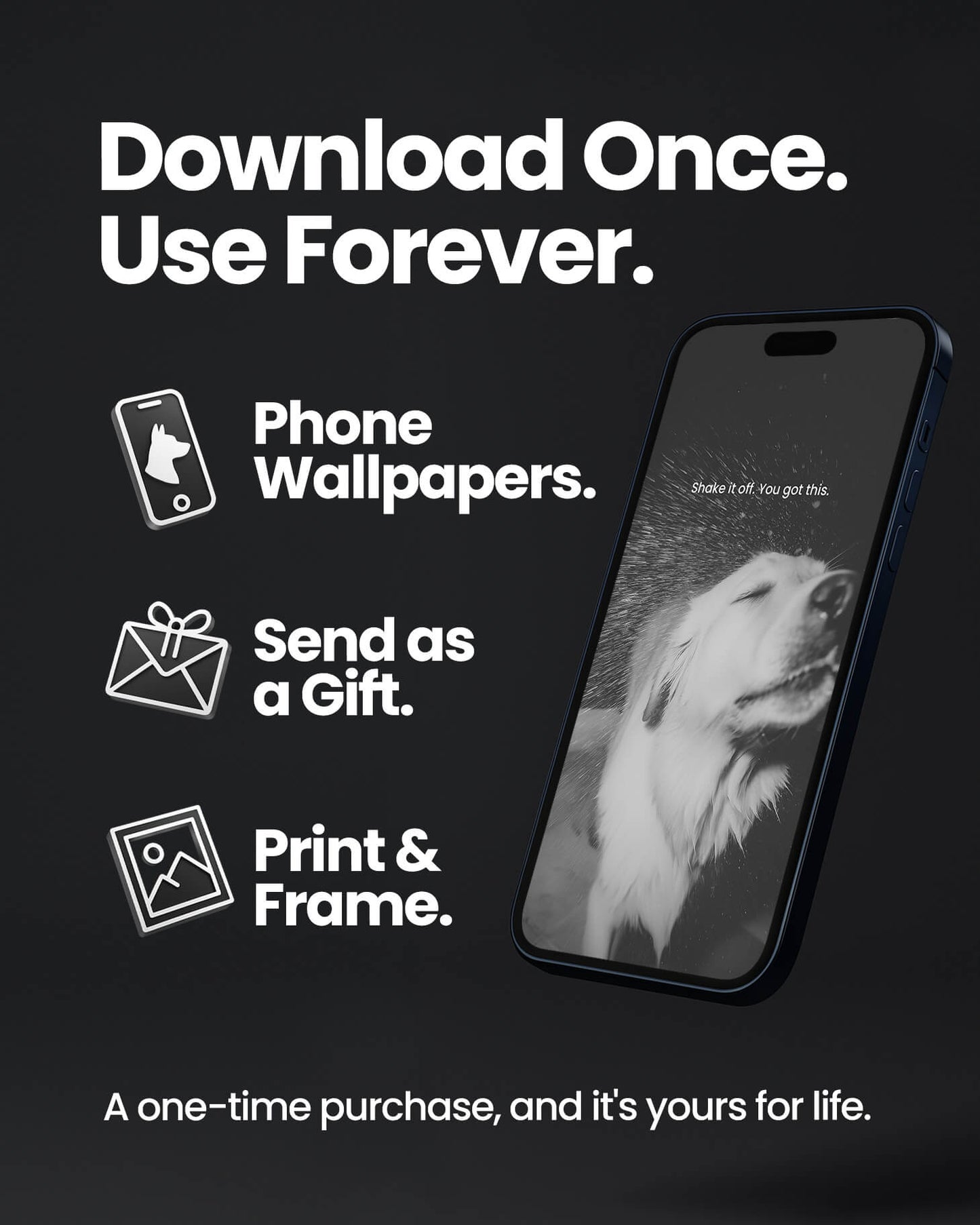 dog, dog art, dog mom, dog dad, gift for dog mom, gift for dog dad, golden retriever, golden retriever art, black and white art, dog wall art, inspirational dog quote, meaningful dog gift, pet lover gift, muddy dog, smiling dog, dog photography print, motivational dog poster, dog decor, dog lover wall art