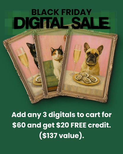 pet portrait digital artwork sale, cats, dogs, dog mom gifts, dog dad gifts, perfect for christmas gifting or personal keepsakes.