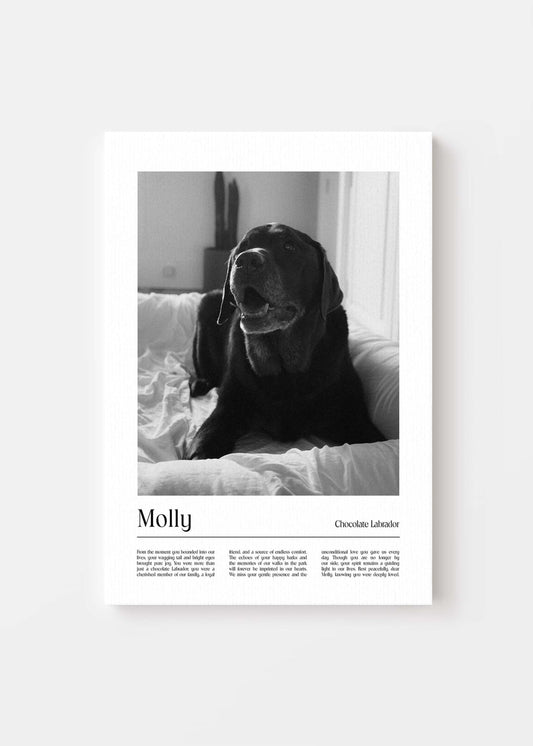 dog memorial pet art canvas in black and white