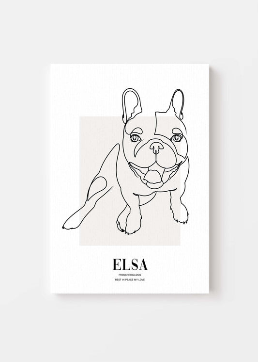 dog memorial line drawn pet art on canvas.