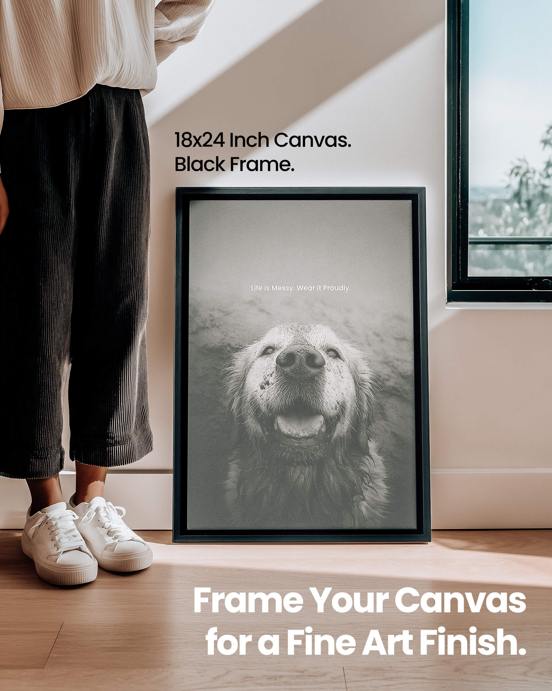dog, dog art, dog mom, dog dad, gift for dog mom, gift for dog dad, golden retriever, golden retriever art, black and white art, dog wall art, inspirational dog quote, meaningful dog gift, pet lover gift, muddy dog, smiling dog, dog photography print, motivational dog poster, dog decor, dog lover wall art