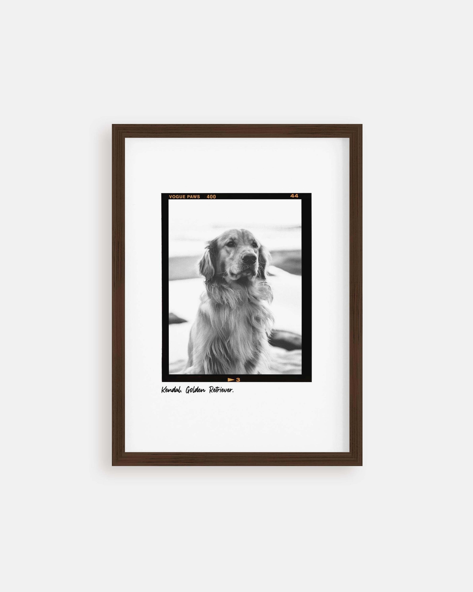 Black and white art dog photo custom fine art pet portrait in film negative vintage art style made by vogue paws creators of the best pet portrait art gifts for dog mom and dog dad pet parents and pet lovers or sympathy gift pet memorial ideas