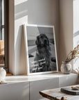 custom dog tribute photo gift, vogue paws personalized pet portrait, christmas gift ideas, dog mom and dog dad gift ideas, black and white photo art, dog, puppy.