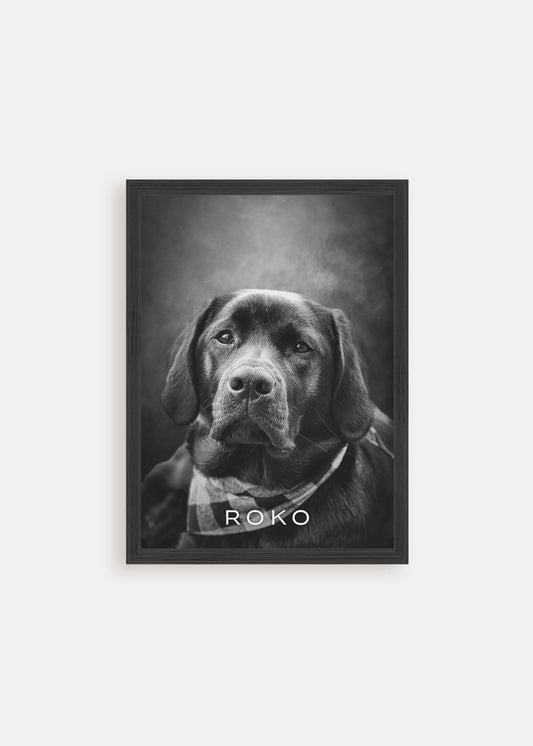 dog memorial black and white pet art portrait