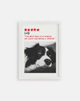 Dog memorial pet art poster in white frame.