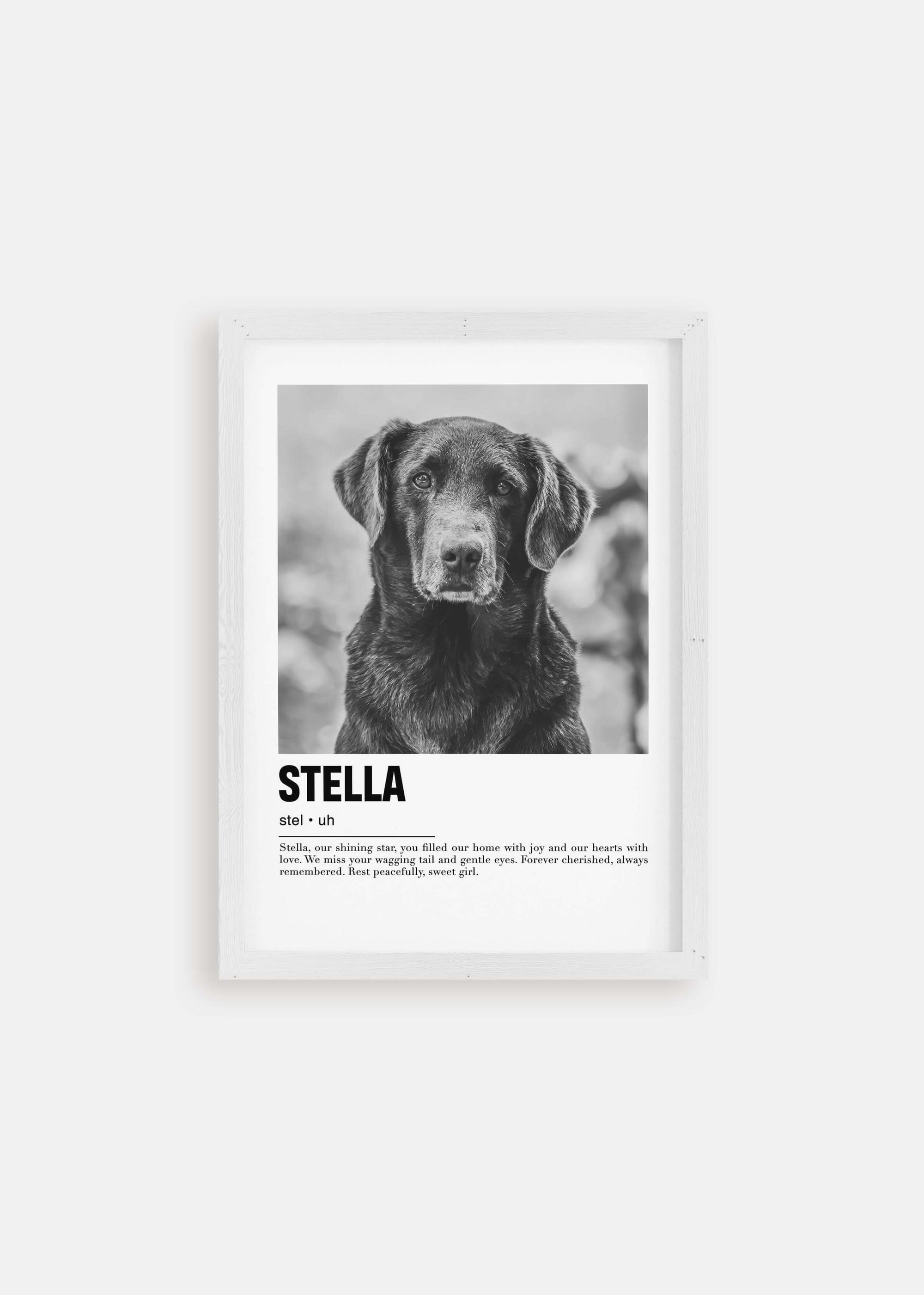 pet art memorial poster with white frame