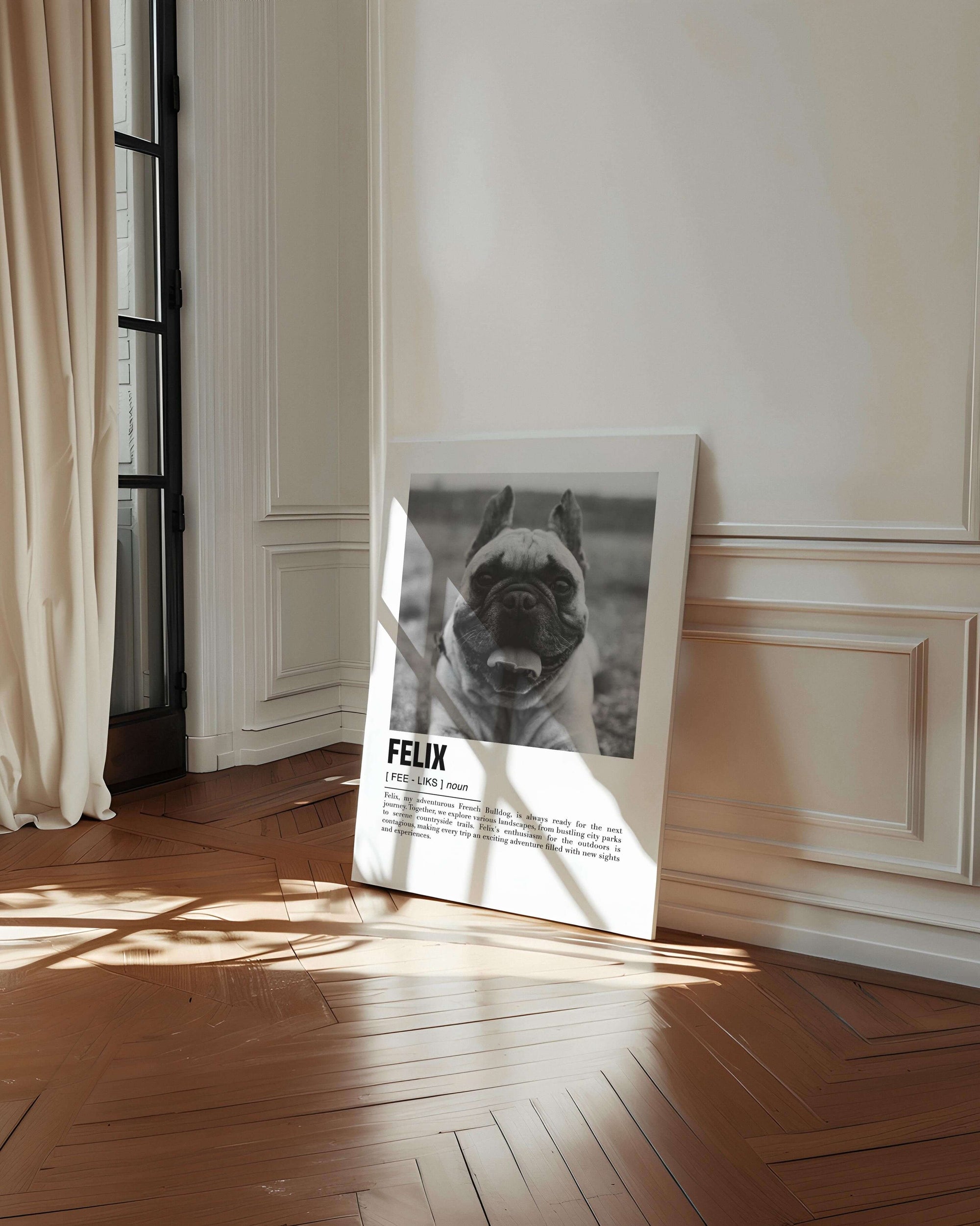 photo of french bulldog printed in black and white art on canvas for the perfect gift idea for a dog mom or dog dad pet parents