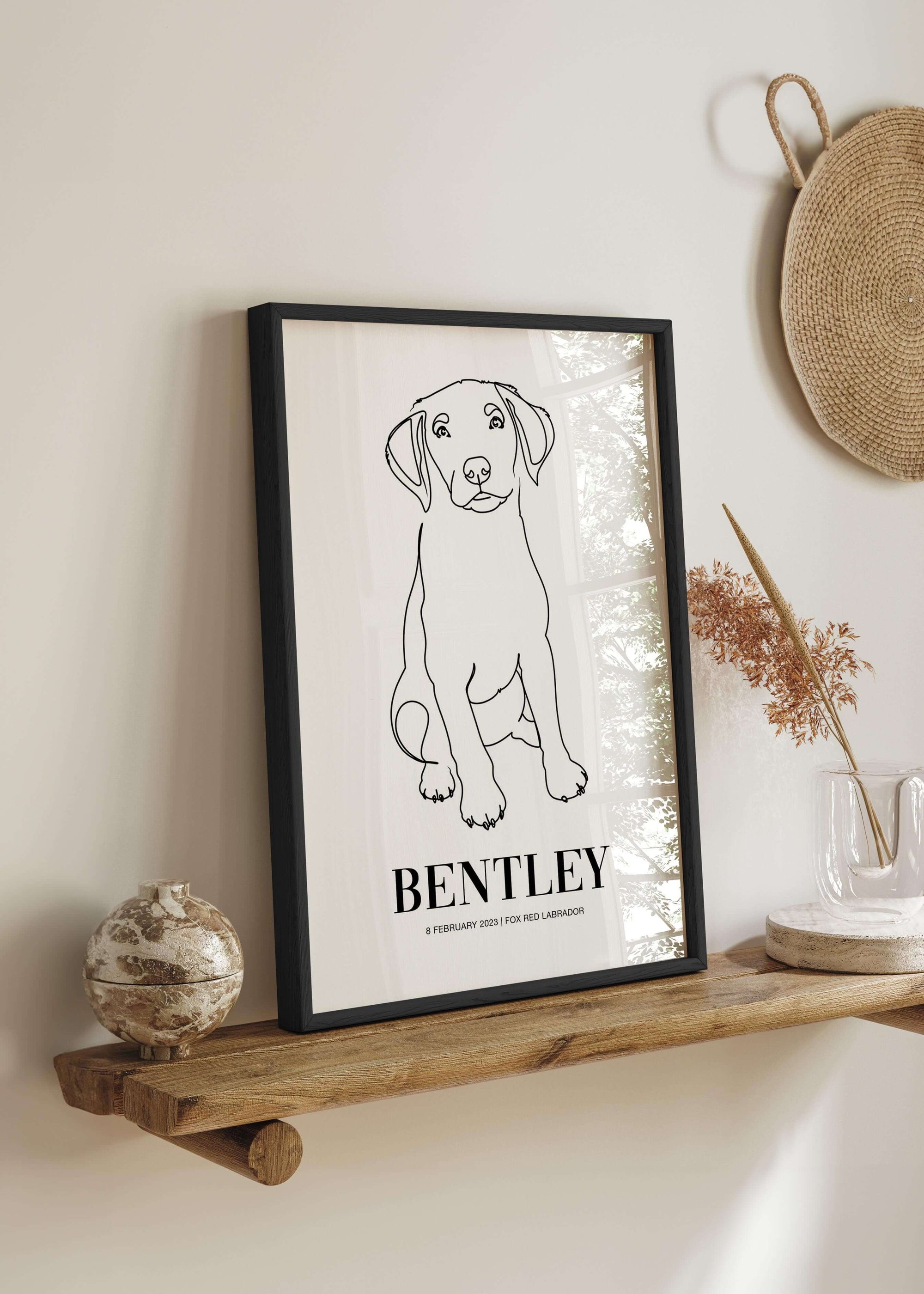 aline drawn custom dog art personalized pet portrait.