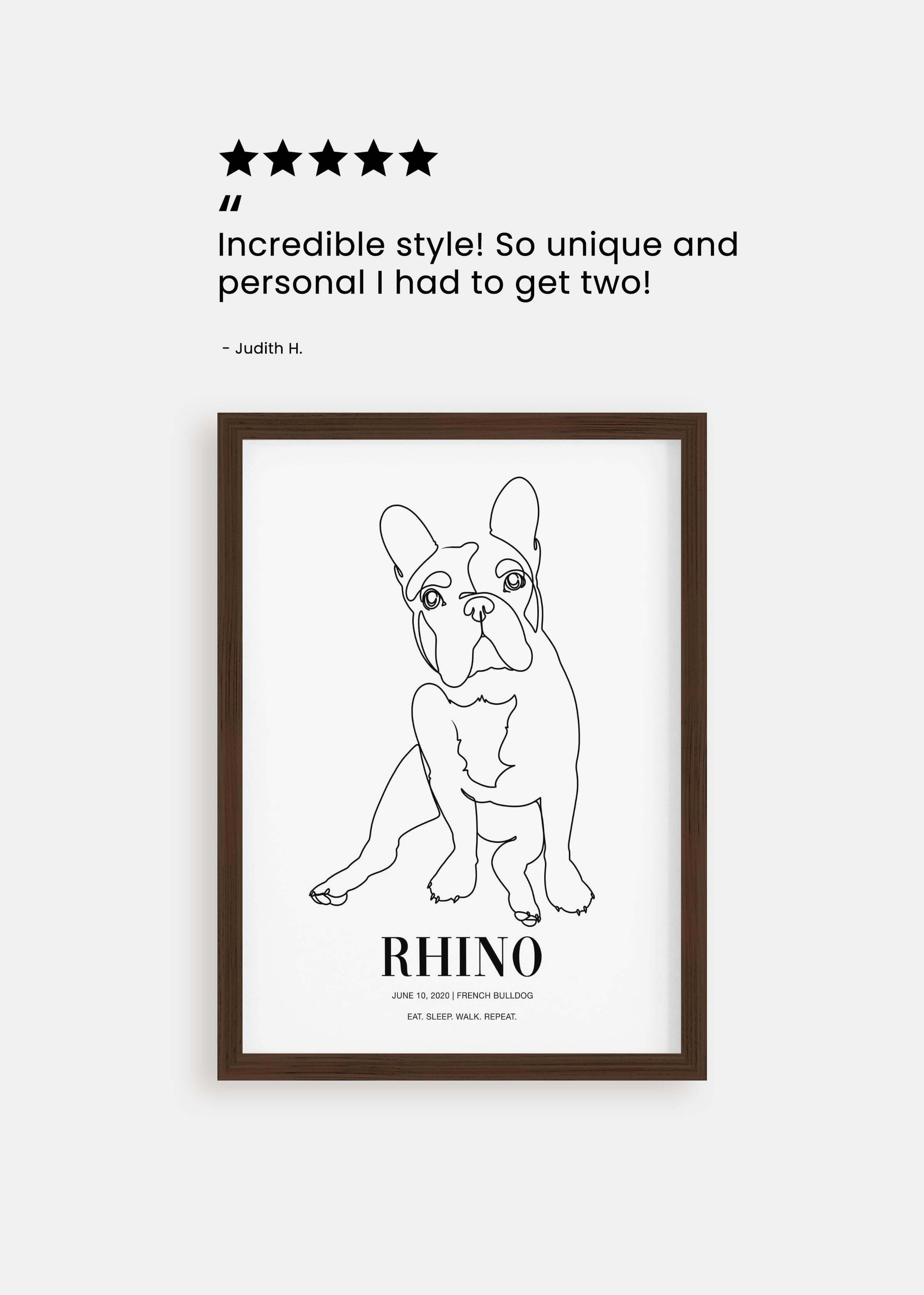 line drawn custom dog art personalized pet portrait of a french bulldog